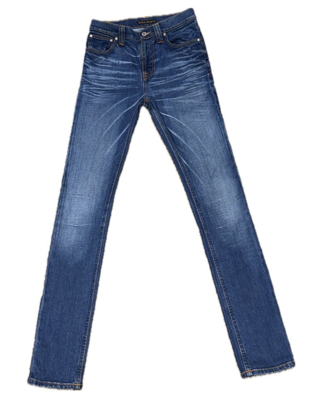 👖🧵 NUDIE JEANS High Kai Medium Blue‎ Wash Skinny Whiskered Jeans | Sz 27x32
